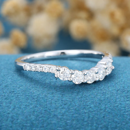 0.43 TCW Round Curved Lab Grown Diamond Wedding Band