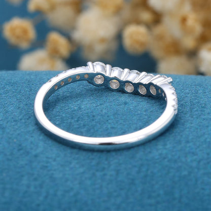 0.43 TCW Round Curved Lab Grown Diamond Wedding Band