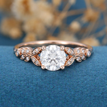 Round Vintage Cluster Lab Grown Diamond Engagement Ring
