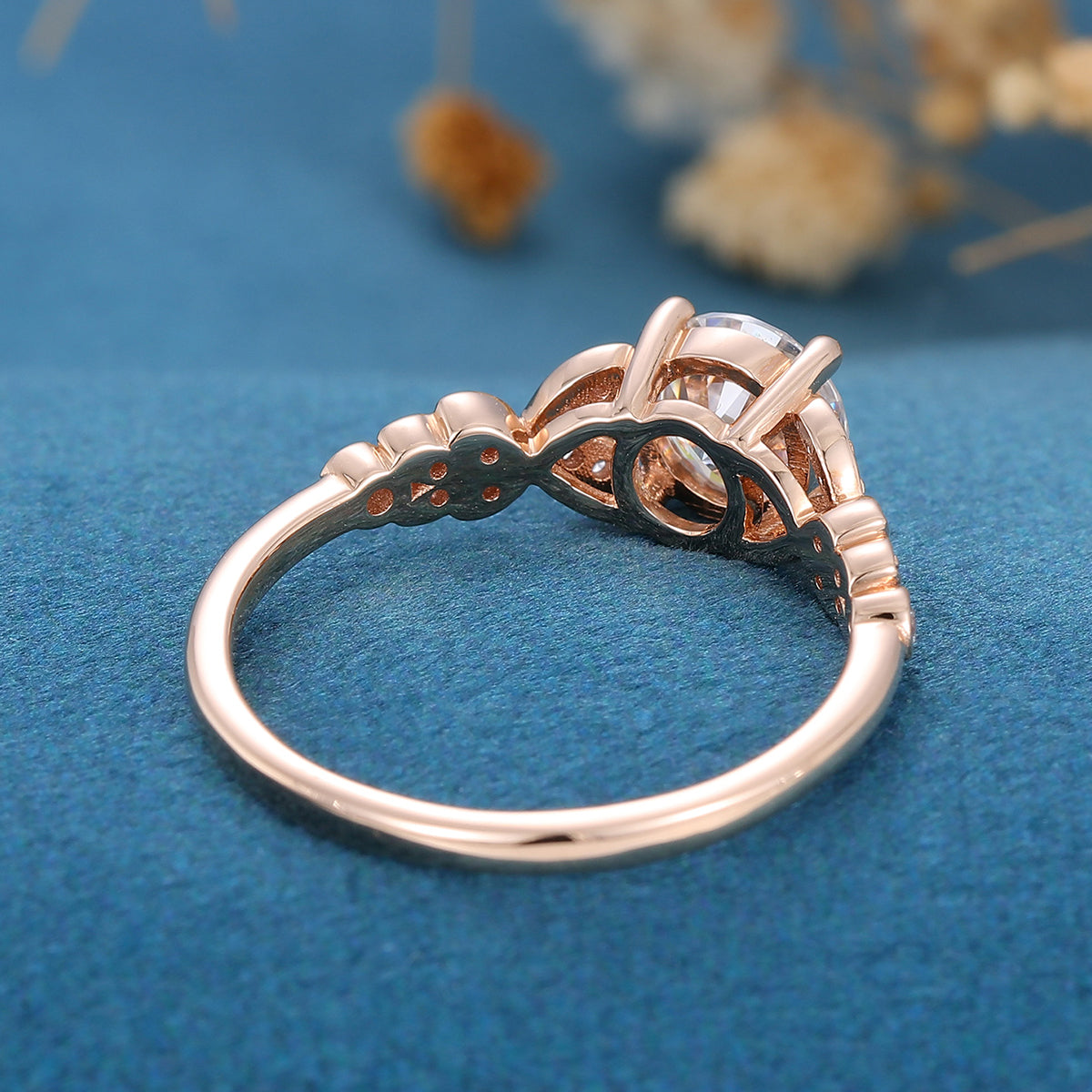 Round Vintage Cluster Lab Grown Diamond Engagement Ring