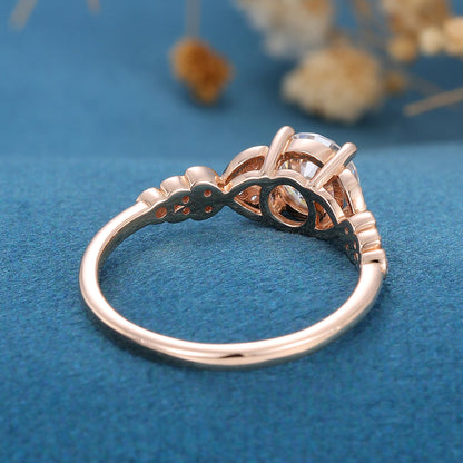 Round Vintage Cluster Lab Grown Diamond Engagement Ring