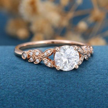 Round Vintage Cluster Lab Grown Diamond Engagement Ring