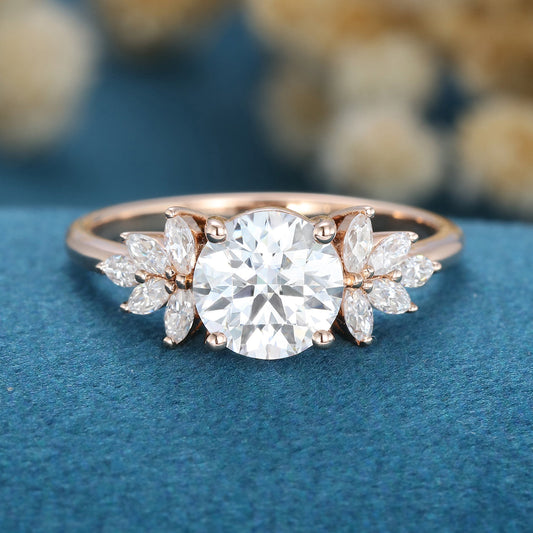 Round Cluster Lab Grown Diamond Engagement Ring