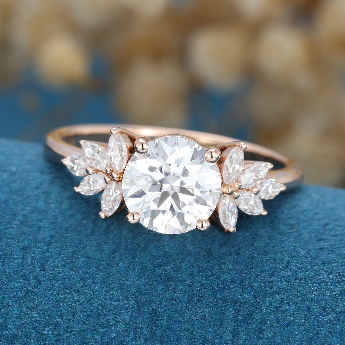 Round Cluster Lab Grown Diamond Engagement Ring