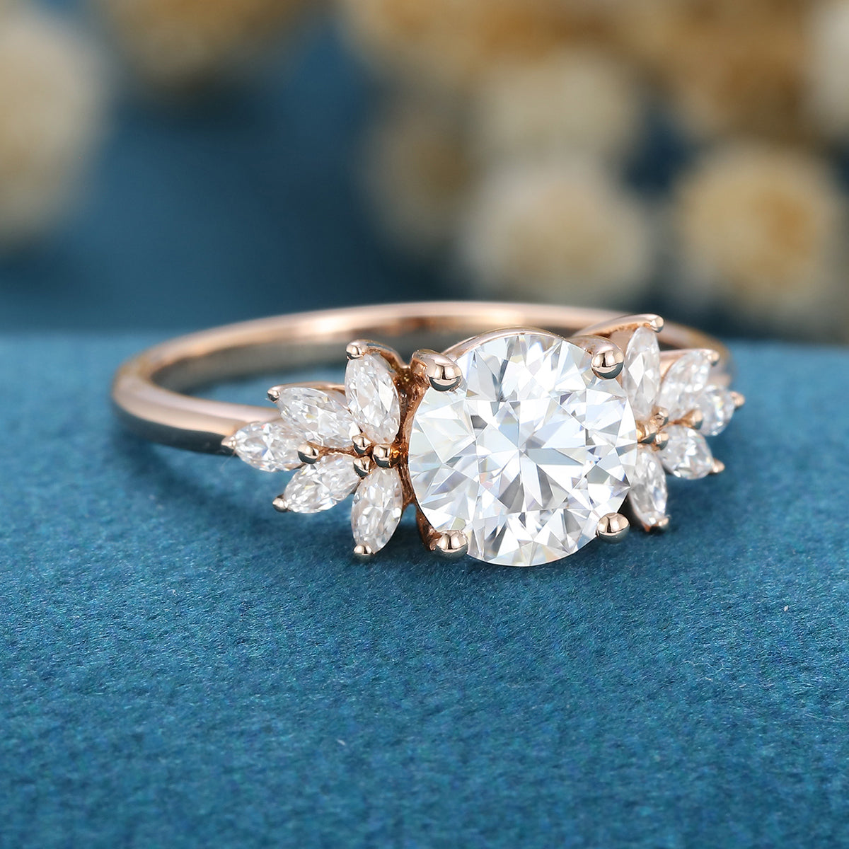 Round Cluster Lab Grown Diamond Engagement Ring