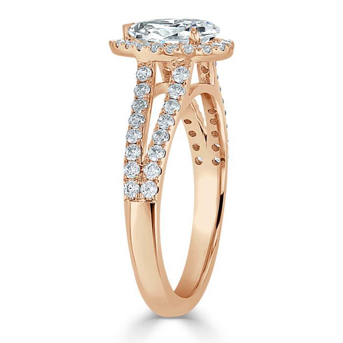 0.75 CT Pear Cut Halo Split Shank Setting Moissanite Engagement Ring 8