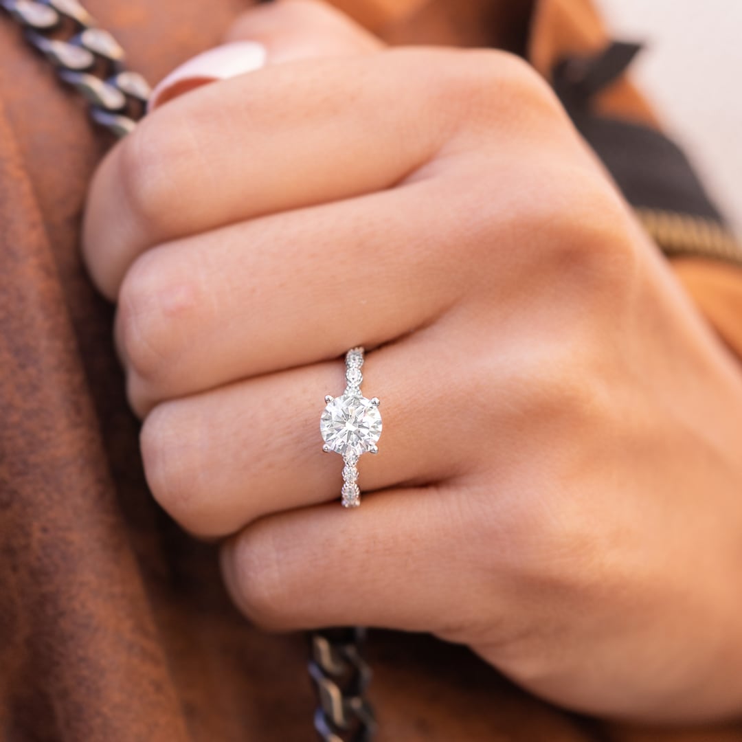 Round Pave Lab Grown Diamond Engagement Ring