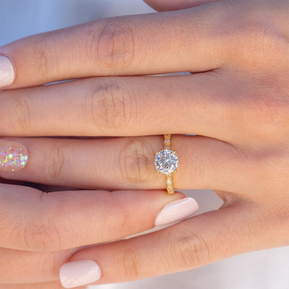 Round Pave Lab Grown Diamond Engagement Ring