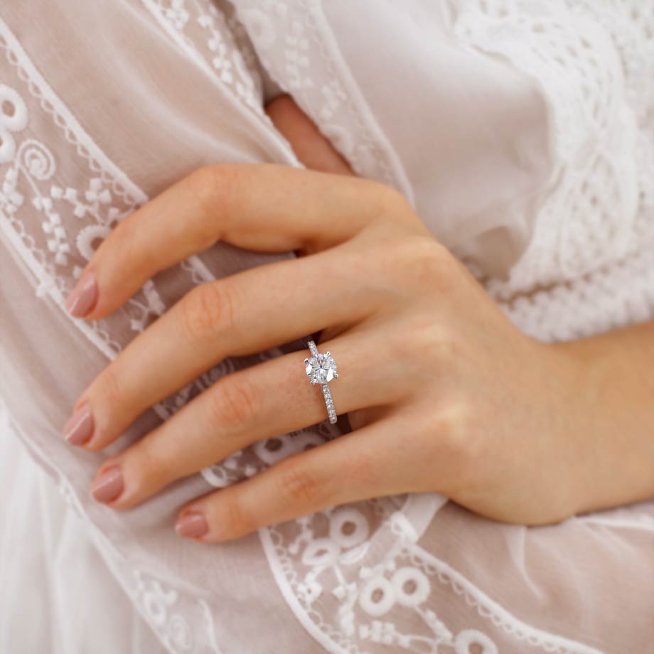 Round Pave Lab Grown Diamond Engagement Ring