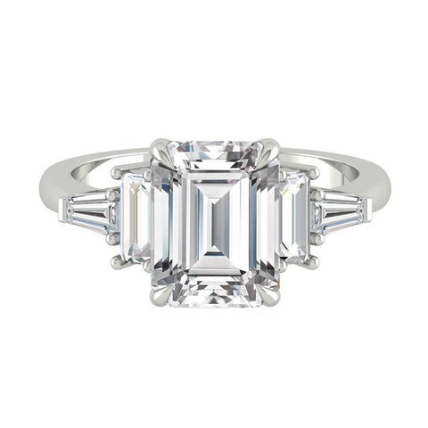 5.75 CT Emerald Cut 3 Stone Moissanite Engagement Ring 9