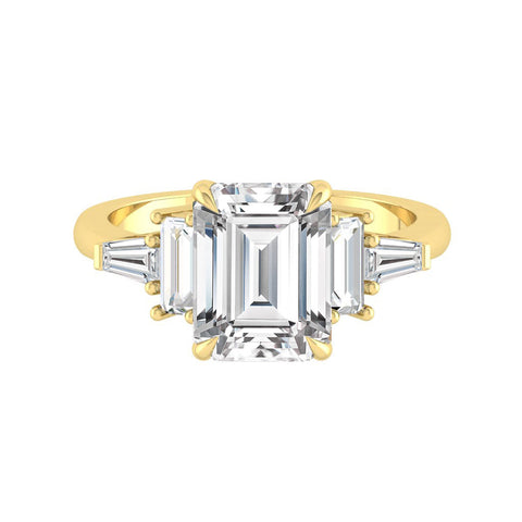 5.75 CT Emerald Cut 3 Stone Moissanite Engagement Ring 11