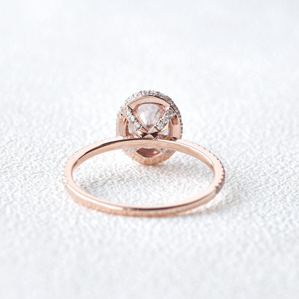Oval Halo & Pave Lab Grown Diamond Engagement Ring