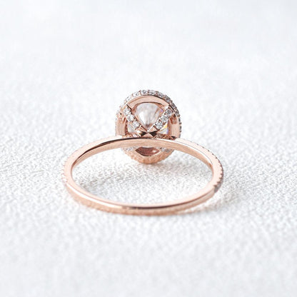 Oval Halo & Pave Lab Grown Diamond Engagement Ring
