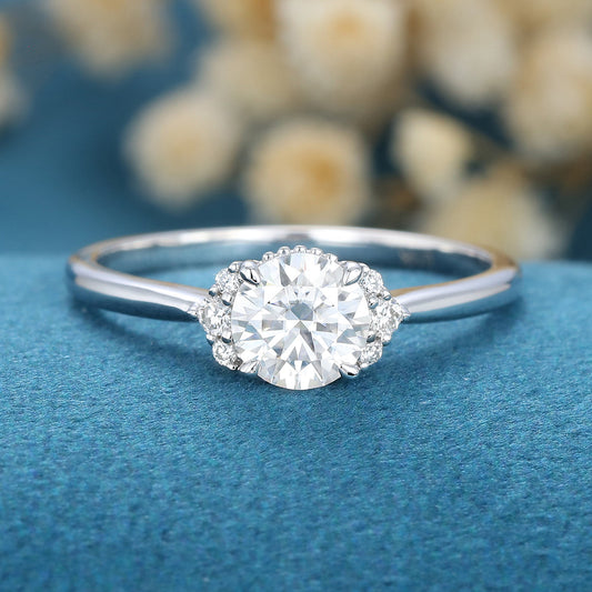 Round Cluster Lab Grown Diamond Engagement Ring