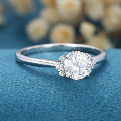 Round Cluster Lab Grown Diamond Engagement Ring