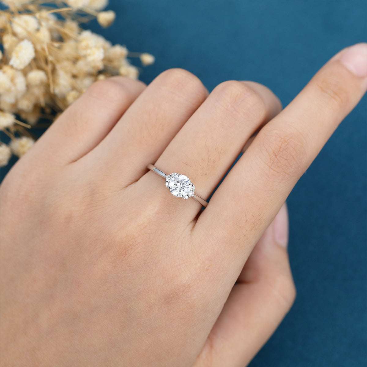 Round Cluster Lab Grown Diamond Engagement Ring