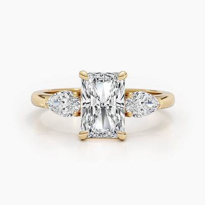 2.62 CT Radiant Three Stone CVD E/VS Diamond Engagement Ring 4