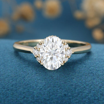 Oval Cluster Lab Grown Diamond Engagement Ring