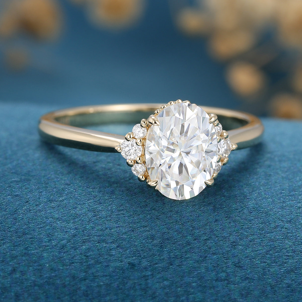 Oval Cluster Lab Grown Diamond Engagement Ring