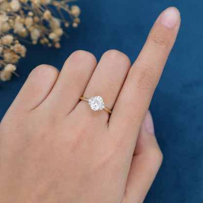 Oval Cluster Lab Grown Diamond Engagement Ring