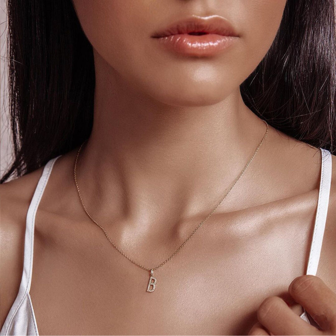 0.5 TCW Round Shape Moissanite Alphabatic Necklace