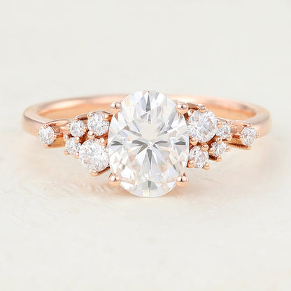 Oval Cluster Lab-Grown Diamond Engagement Ring