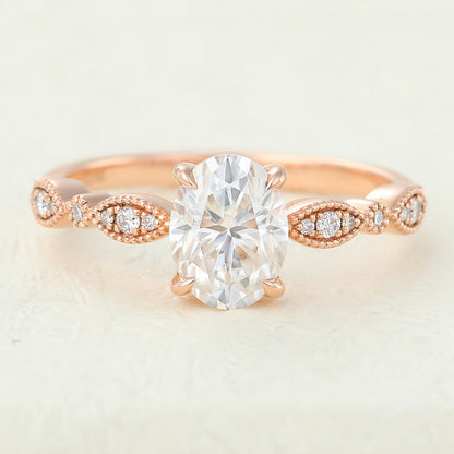 Oval Vintage Pave Lab-Grown Diamond Engagement Ring
