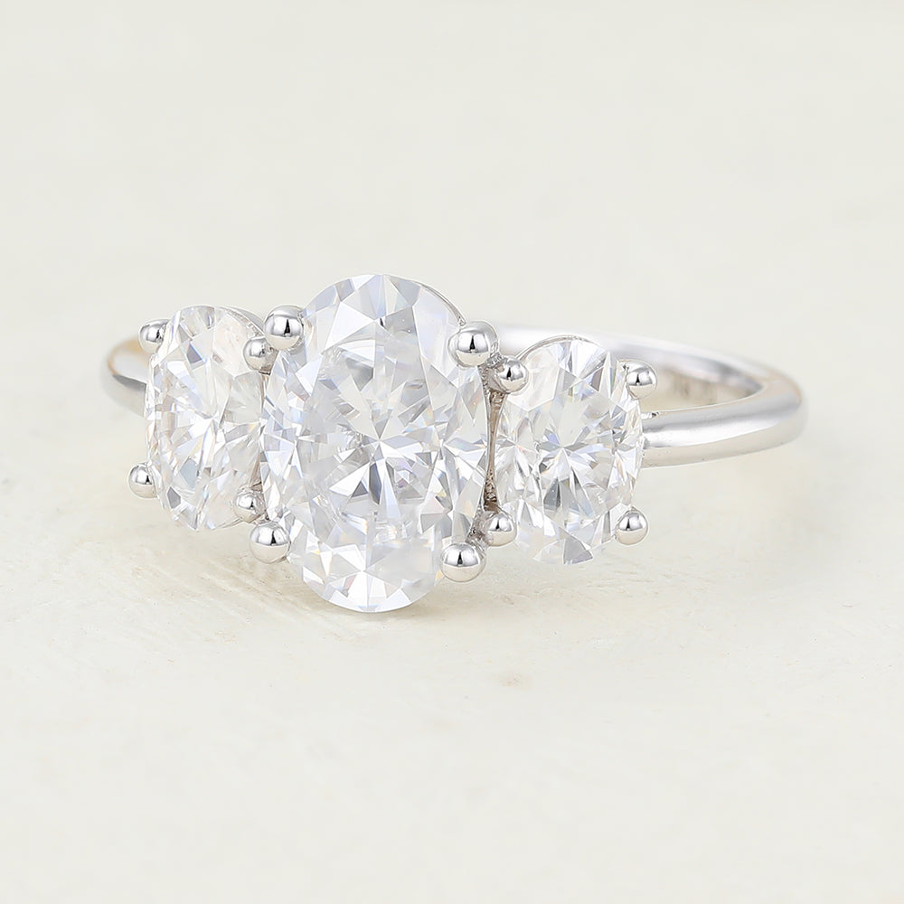 Oval Three Stone Lab-Grown Diamond Engagement Ring