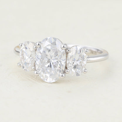 Oval Three Stone Lab-Grown Diamond Engagement Ring