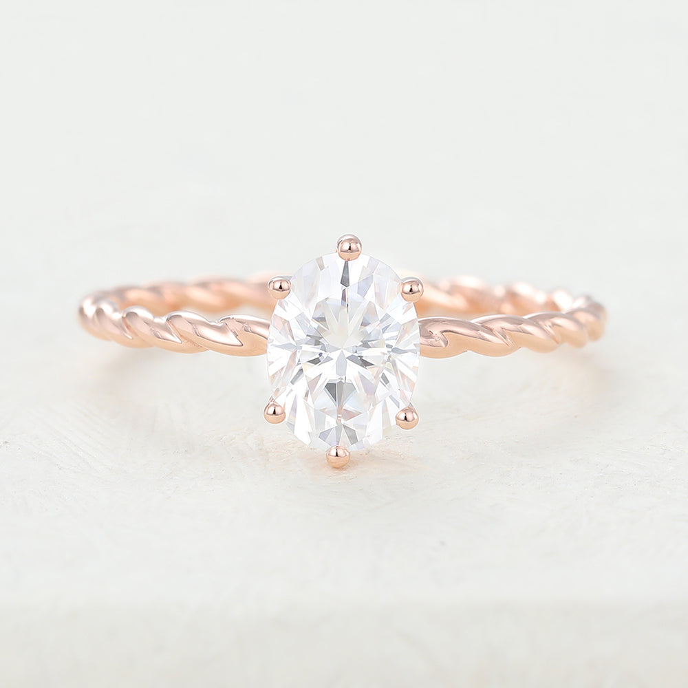 Oval Solitaire Twisted Shank Lab-Grown Diamond Engagement Ring