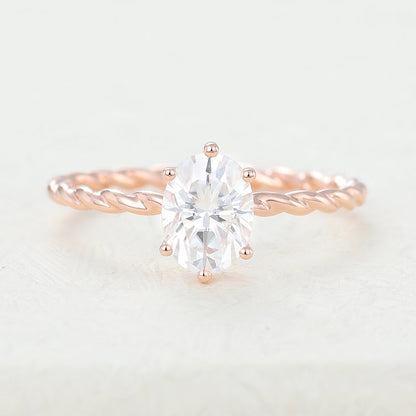 Oval Solitaire Twisted Shank Lab-Grown Diamond Engagement Ring