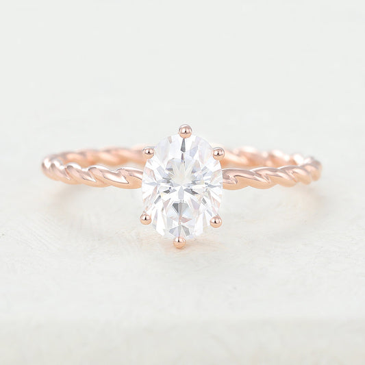 Oval Solitaire Twisted Shank Lab-Grown Diamond Engagement Ring
