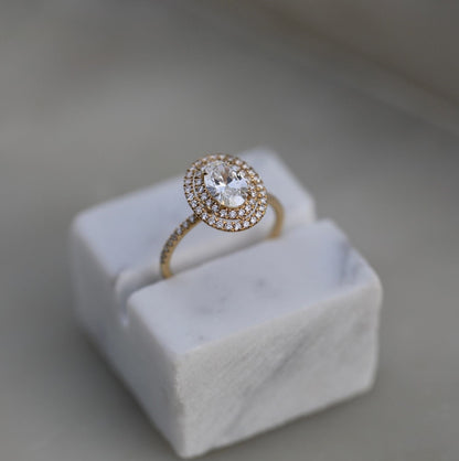 Oval Double Halo Lab Grown Diamond Engagement Ring