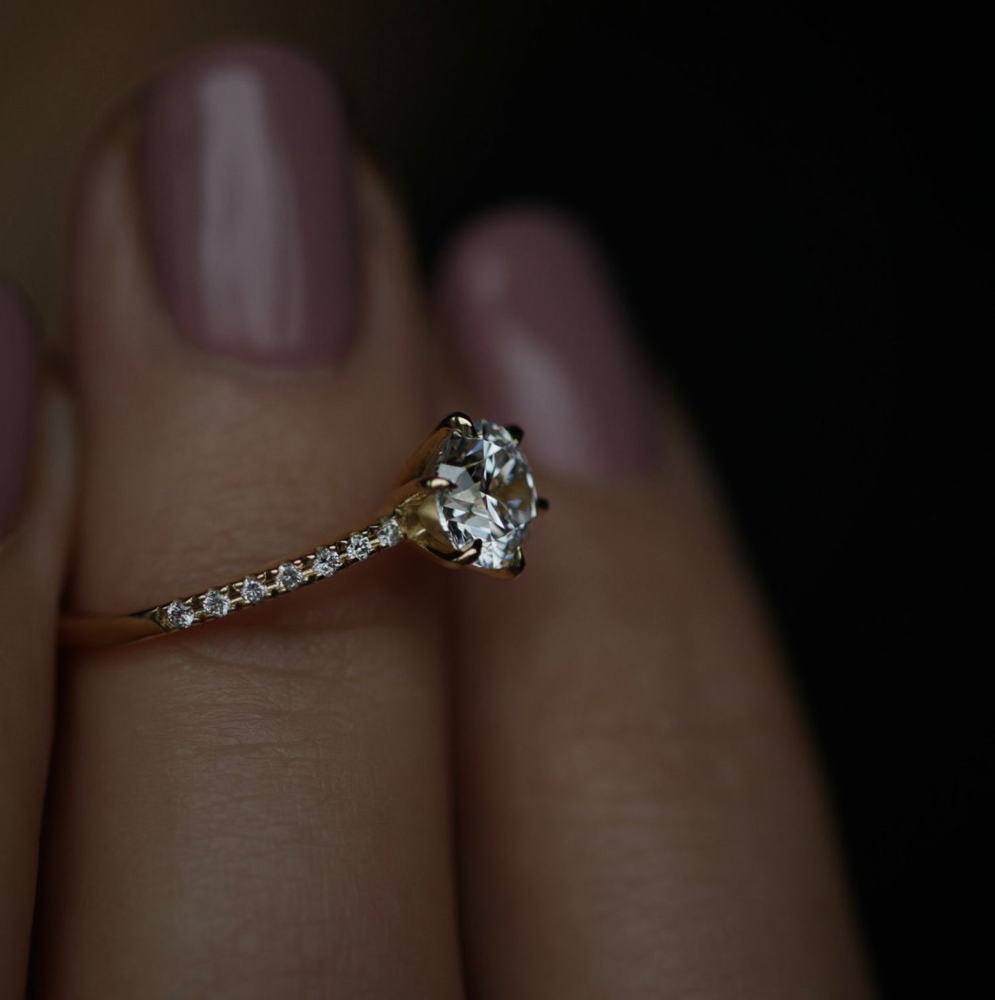 Round Cut Pave Lab Grown Diamond Engagement Ring