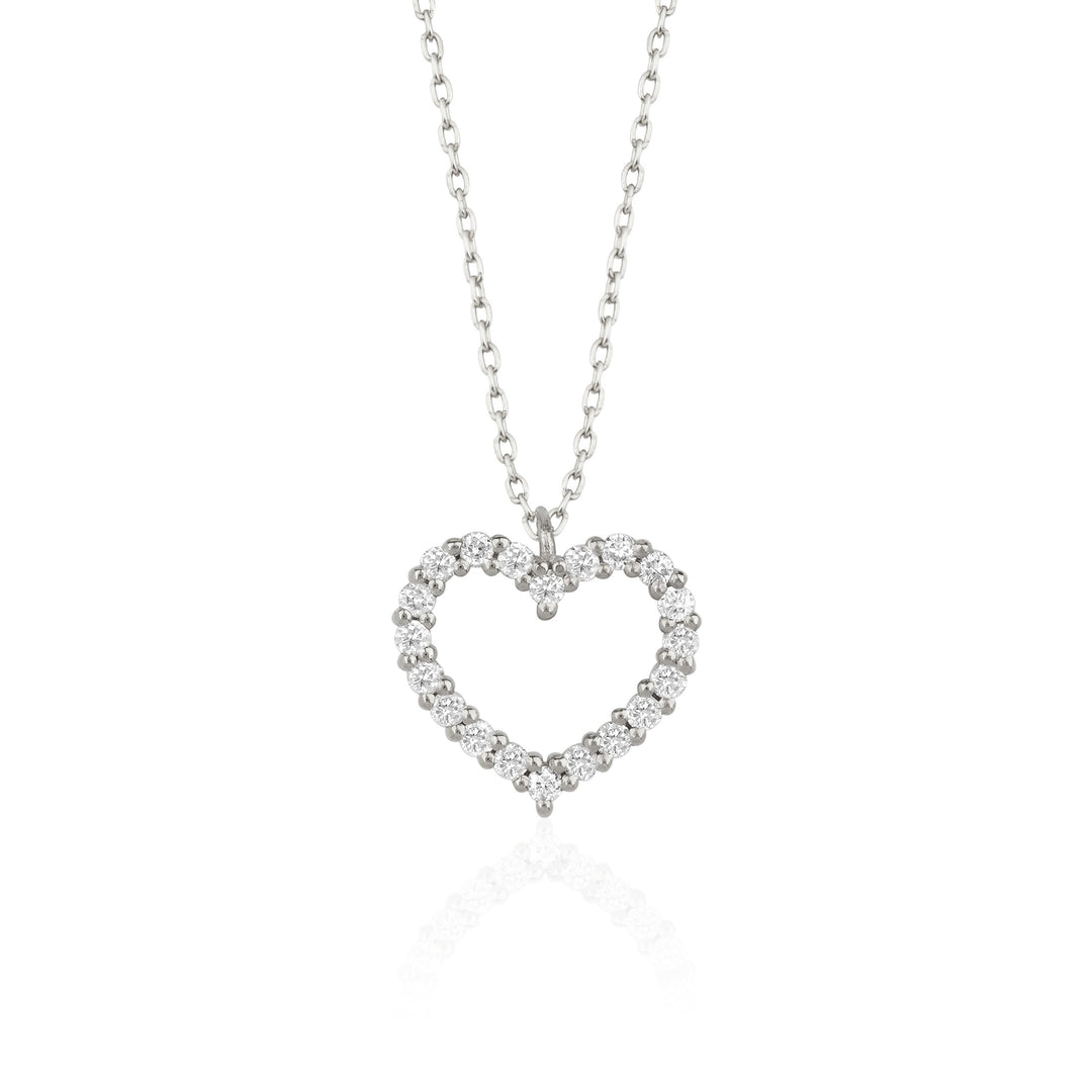 0.3 TCW Round Shape Moissanite Heart Style Necklace