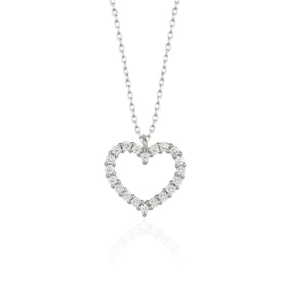 0.3 TCW Round Shape Moissanite Heart Style Necklace