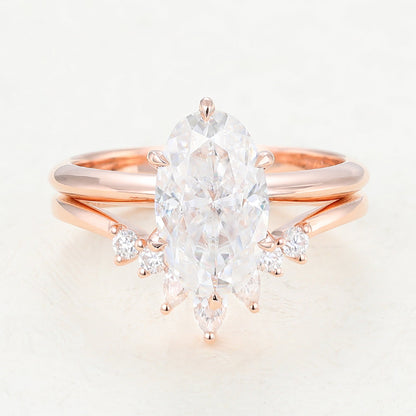 2.50 CT Oval Moissanite Solitaire Bridal Ring Set 1