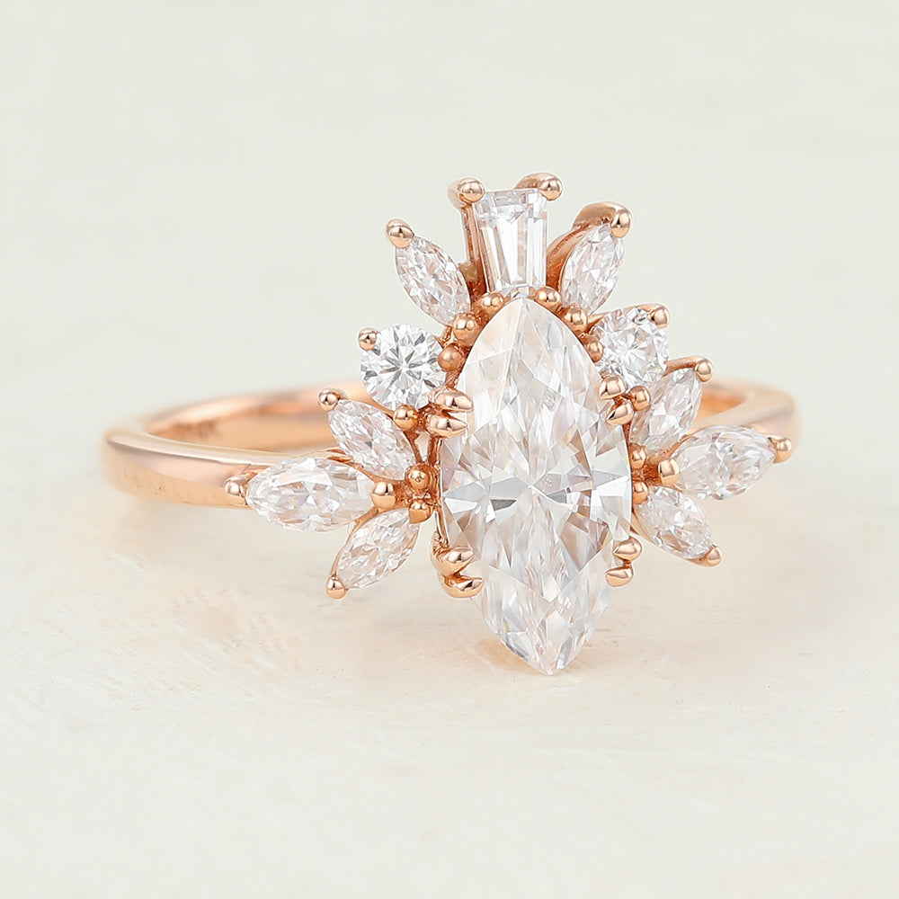 Marquise Cluster Lab-Grown Diamond Engagement Ring