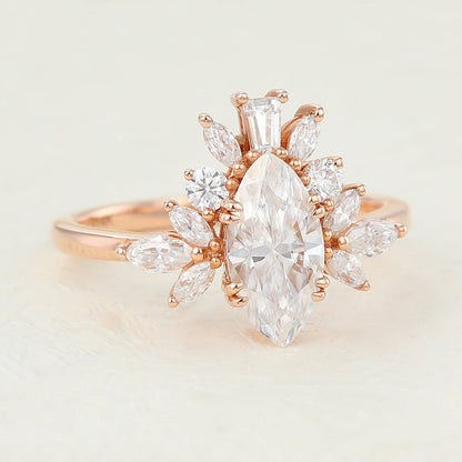 Marquise Cluster Lab-Grown Diamond Engagement Ring