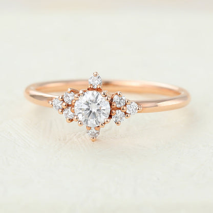 Round Cluster Lab-Grown Diamond Engagement Ring