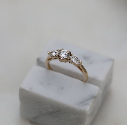 0.50 CT Round Three Stones Lab Grown Diamond Engagement Ring