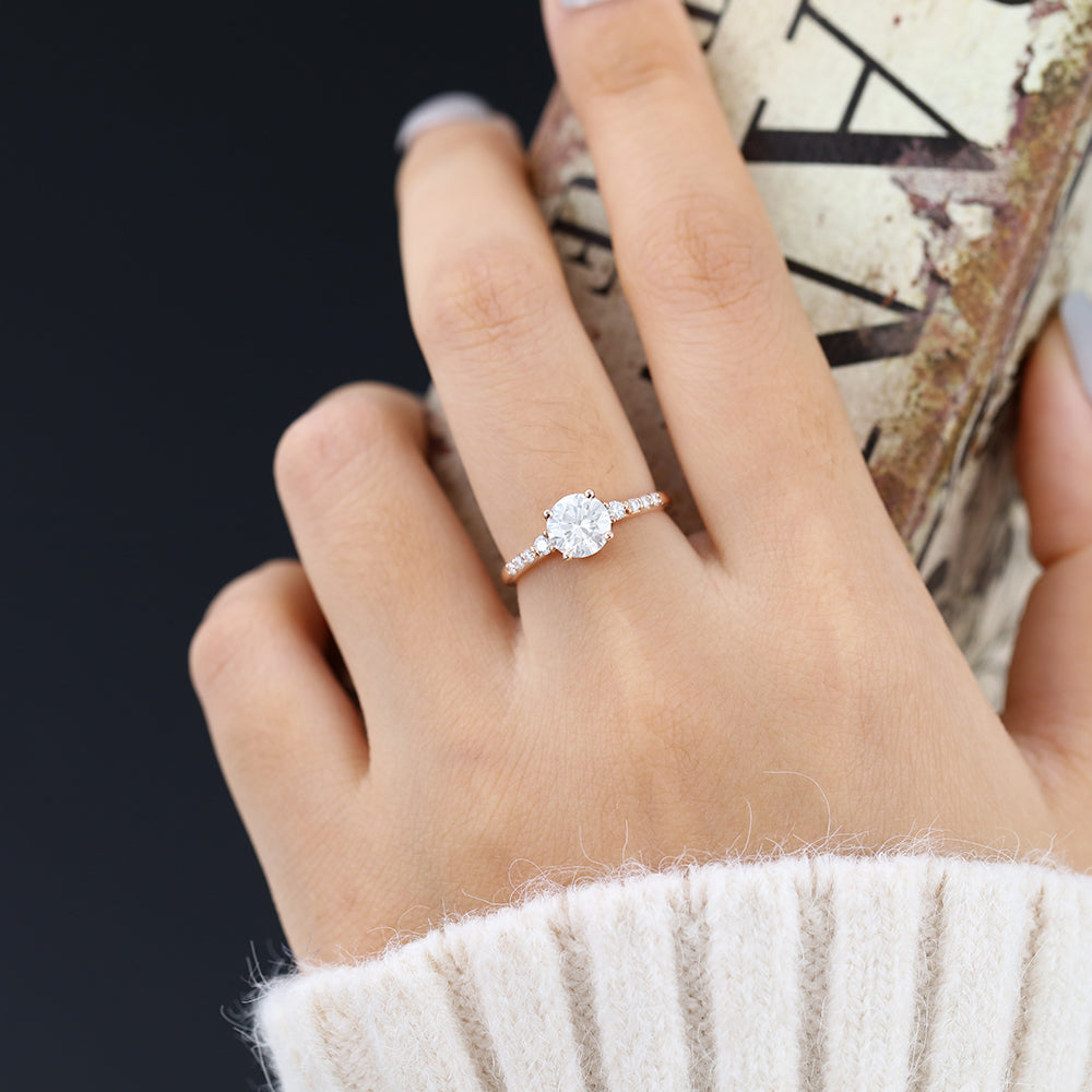 Round Pave Lab-Grown Diamond Engagement Ring