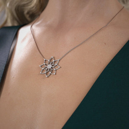 0.55 CT Round Shape Moissanite floral Necklace