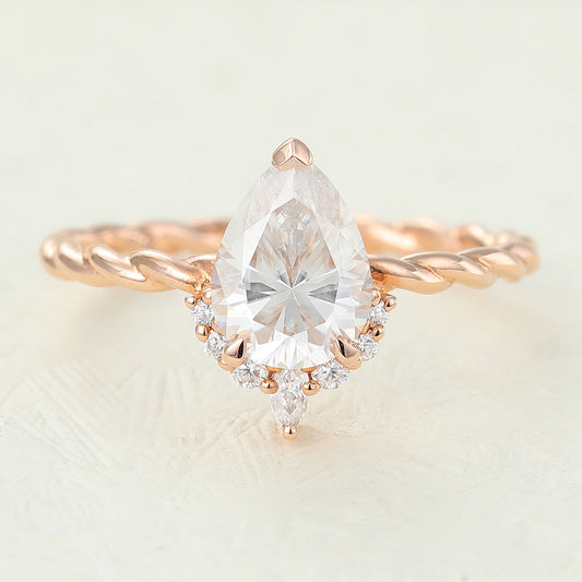Pear Cluster & Twisted Shank Lab-Grown Diamond Engagement Ring