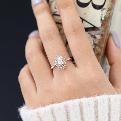 Oval Cluster Lab-Grown Diamond Engagement Ring