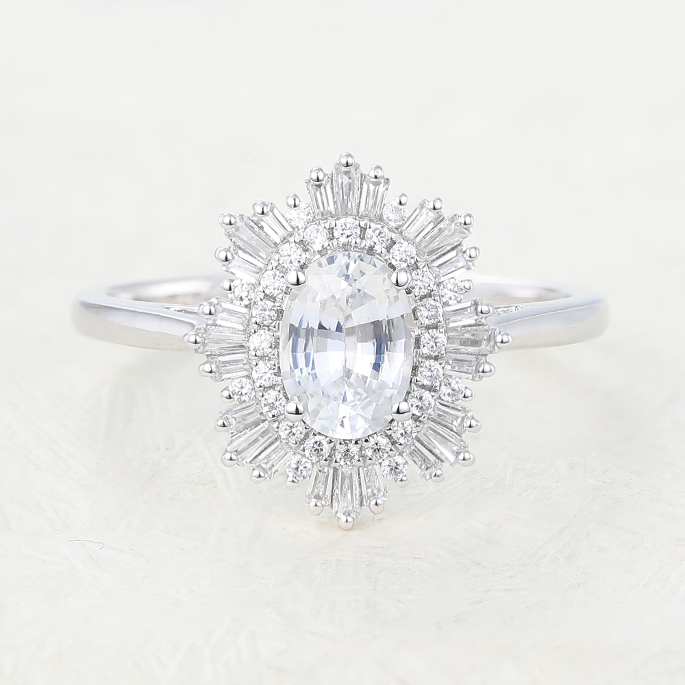 Oval Cluster Lab-Grown Diamond Engagement Ring