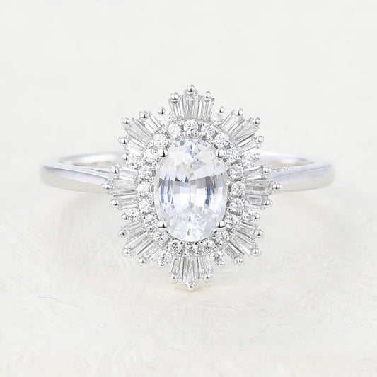 Oval Cluster Lab-Grown Diamond Engagement Ring