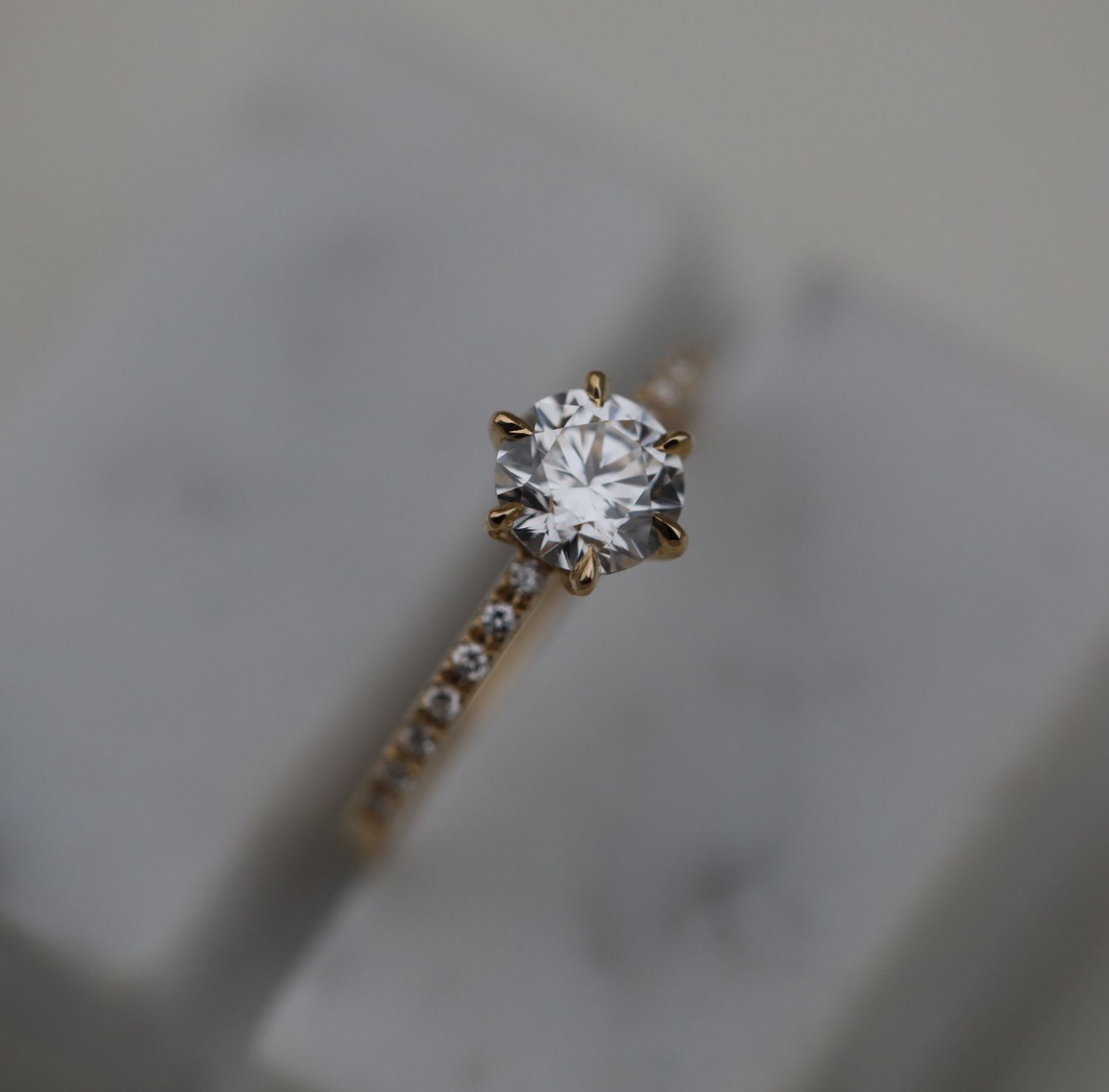 Round Cut Pave Lab Grown Diamond Engagement Ring