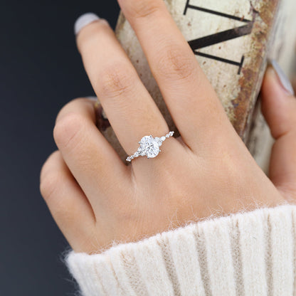 Oval Cluster Lab-Grown Diamond Engagement Ring