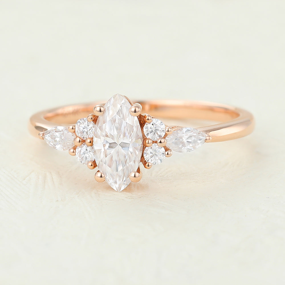 Marquise Cluster Lab-Grown Diamond Engagement Ring
